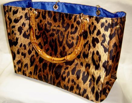 JUNKO SHIMADA 島田順子 バンブー風ハンドルバッグ レオパード ヒョウ 