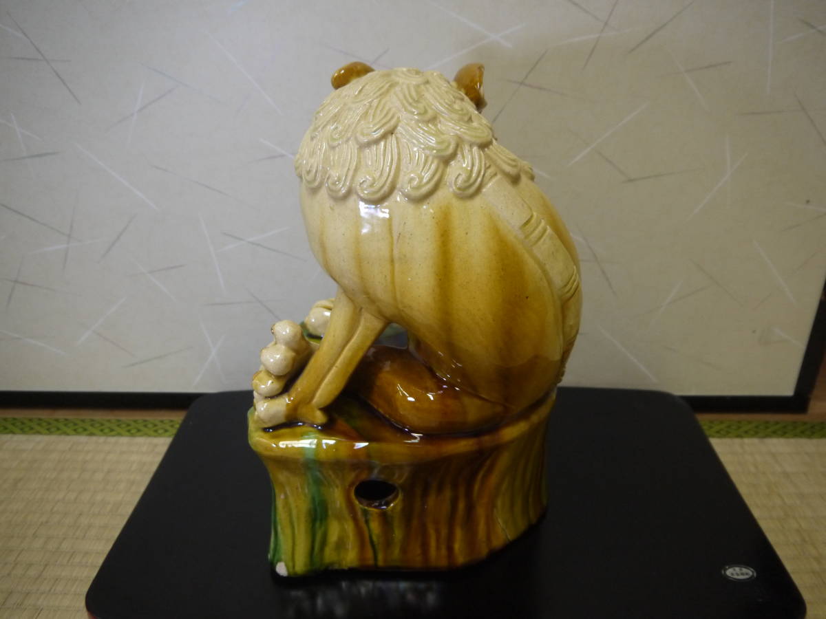1N22 OF AK】中古美品 中国 唐三彩 獅子 置物 置物 獅子 中国 ブ