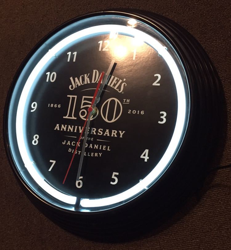 希少 非売品 ジャックダニエル 150周年 ネオン管 時計 電飾 ネオン 