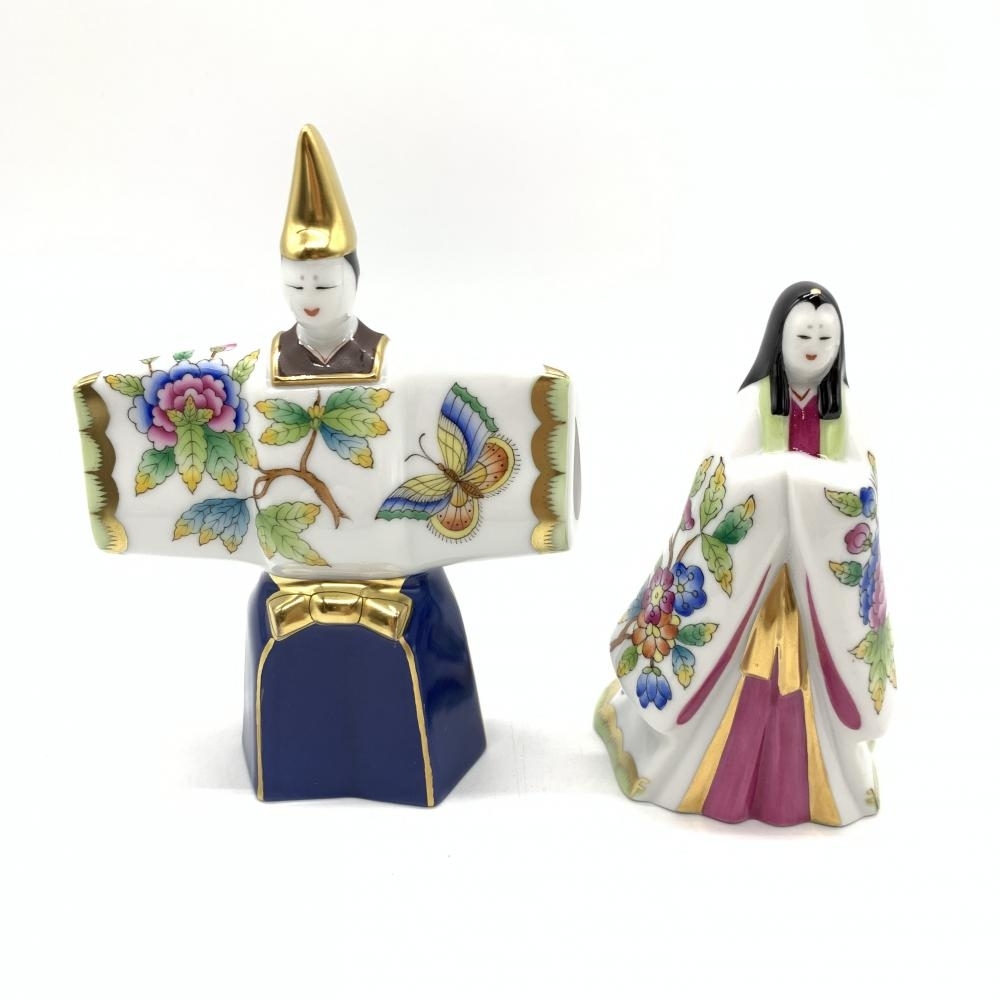 HEREND ヘレンド ヴィクトリアブーケ 雛人形 立ち雛 台座付き