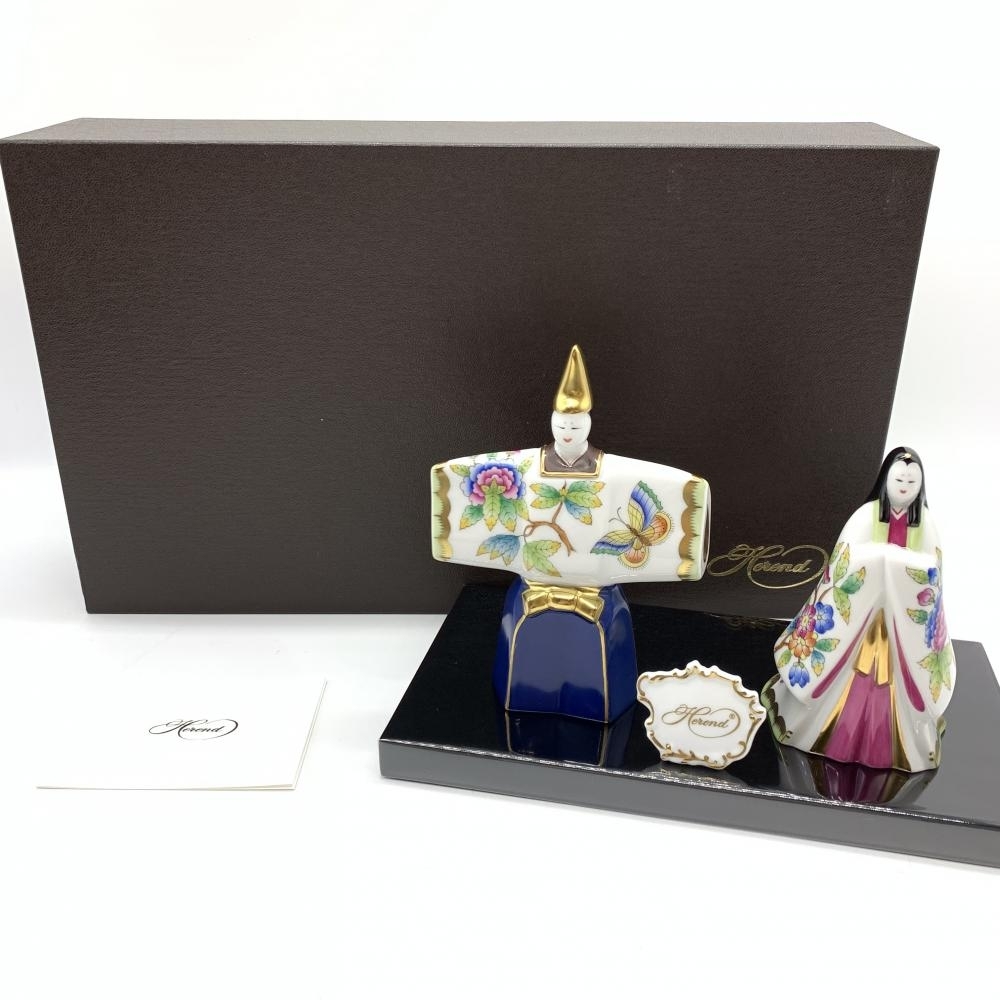 HEREND ヘレンド ヴィクトリアブーケ 雛人形 立ち雛 台座付き