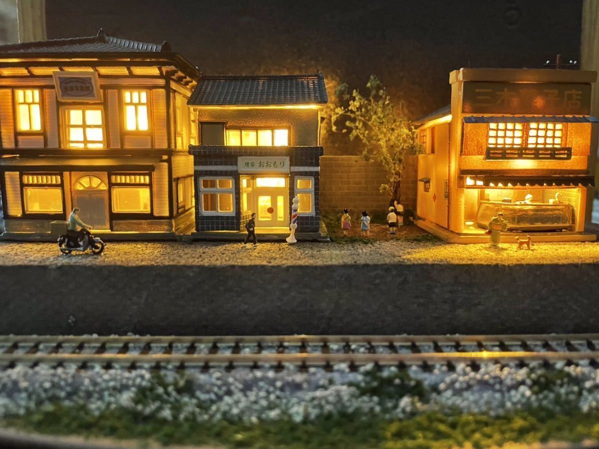 鉄道模型 昭和ノスタルジックライトアップジオラマ 完成品 LED照明