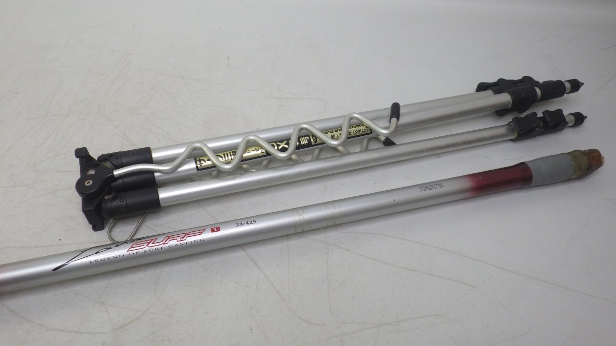 ジャンク 遠投用 投げ竿 2本セット シマノ FV 425 BX-T 赤 SURF LEADER 