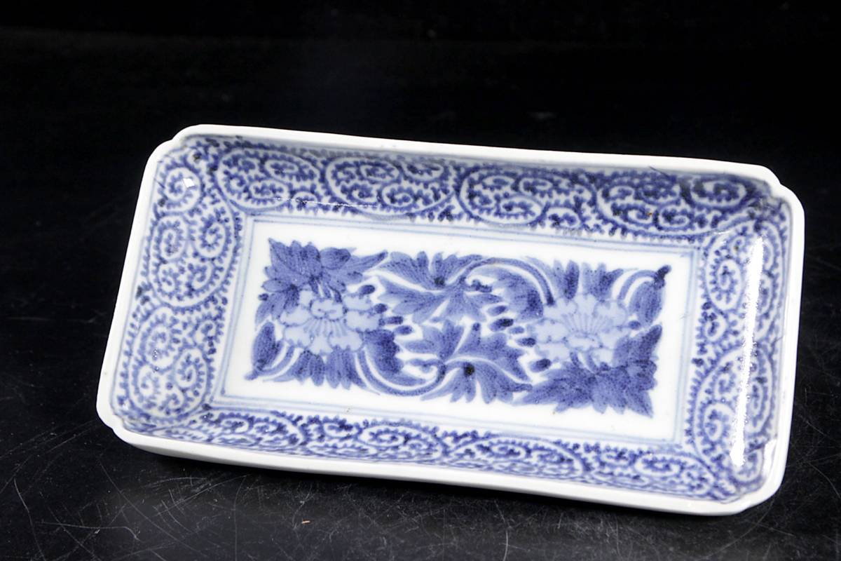 ◇錵◇ 江戸期 古伊万里 冨貴長春 蛸唐草文長皿 22cm 旧家蔵出 [N542