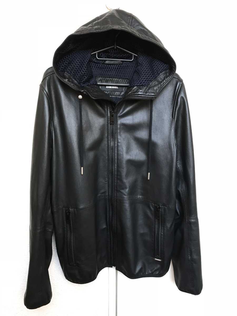 美品☆DIESEL☆ディーゼル/シープレザーパーカー 【L-MELVINS-JACKET