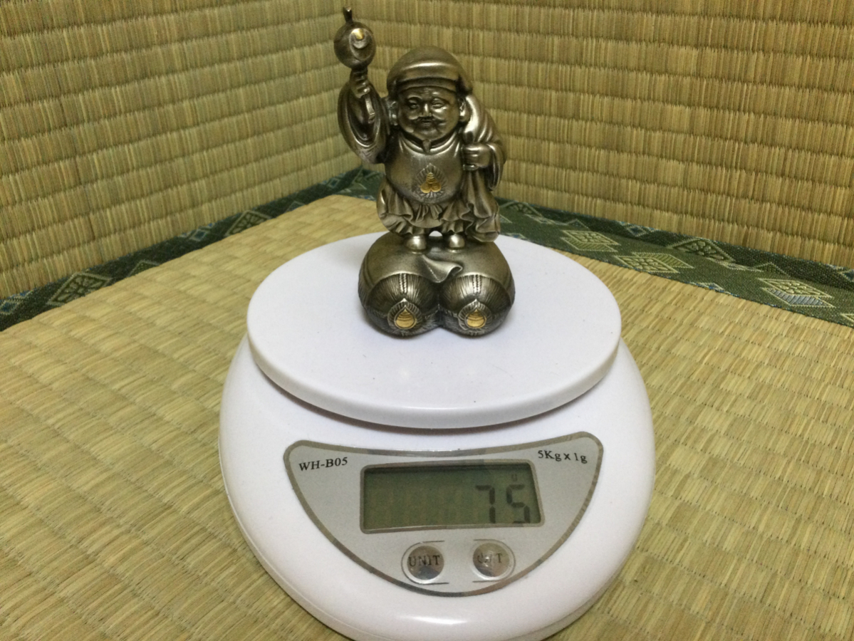 ☆ 純銀 約75g 大黒天 二俵大黒天像 純銀刻印 七福神 縁起物 金属工芸