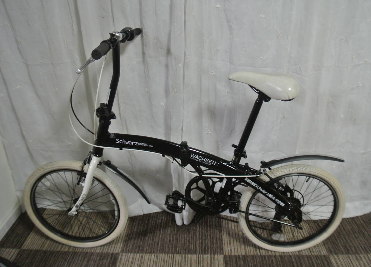 ☆ 1円～【Schwarz】 ※ WACHSEN BA-102 折り畳み 自転車 6速 20インチ 
