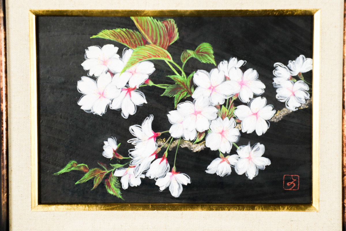 宙 三浦ひろみ 桜花 肉筆日本画 共シール 師：横山操 加山又造 無所属