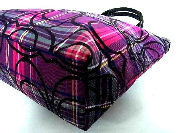 1円 □美品□ COACH コーチ F15229 シグネチャー キャンバス チェック