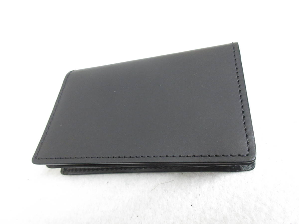 9243◇MUJI 無印良品 イタリア産ヌメ革 カードケース/名刺入れ 黒 7.3