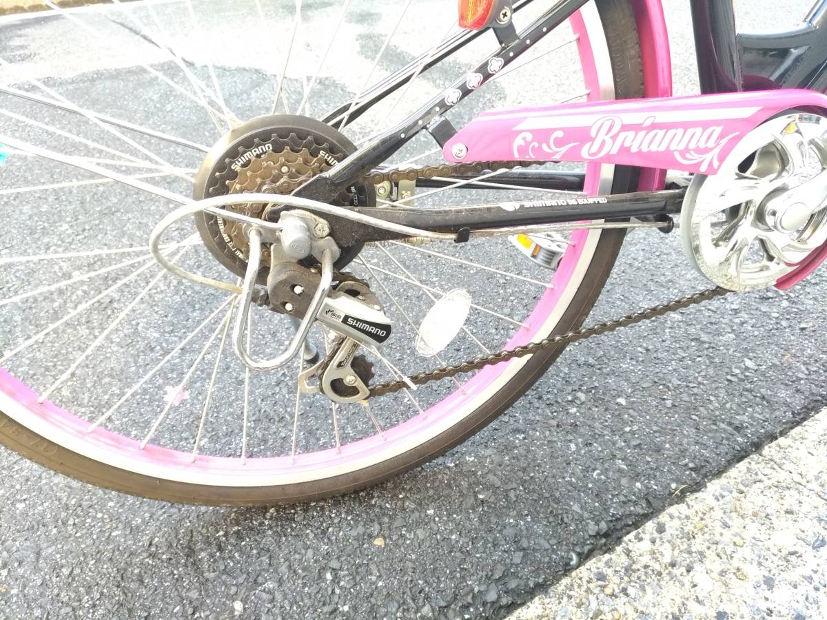 NO:34 子供自転車 BRIANNA ブリアンナ 24インチ 子供用自転車 24インチBrianna シマノ6段変速・ブラック＆ピンク（引取