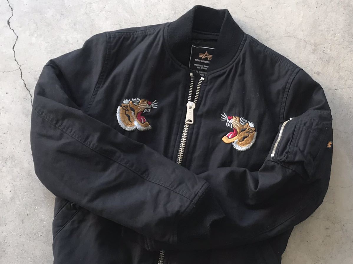 ALPHA INDUSTRIES 刺繍入り MA-1フライトジャケット S アルファ メンズ