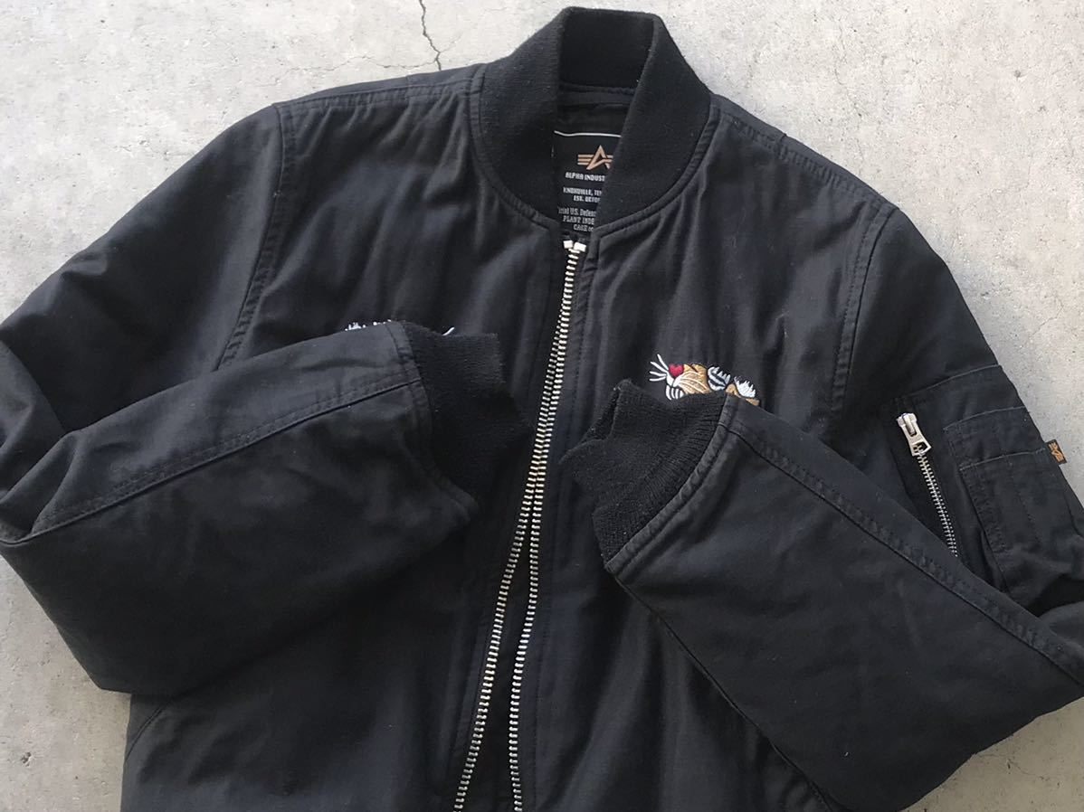 ALPHA INDUSTRIES 刺繍入り MA-1フライトジャケット S アルファ メンズ