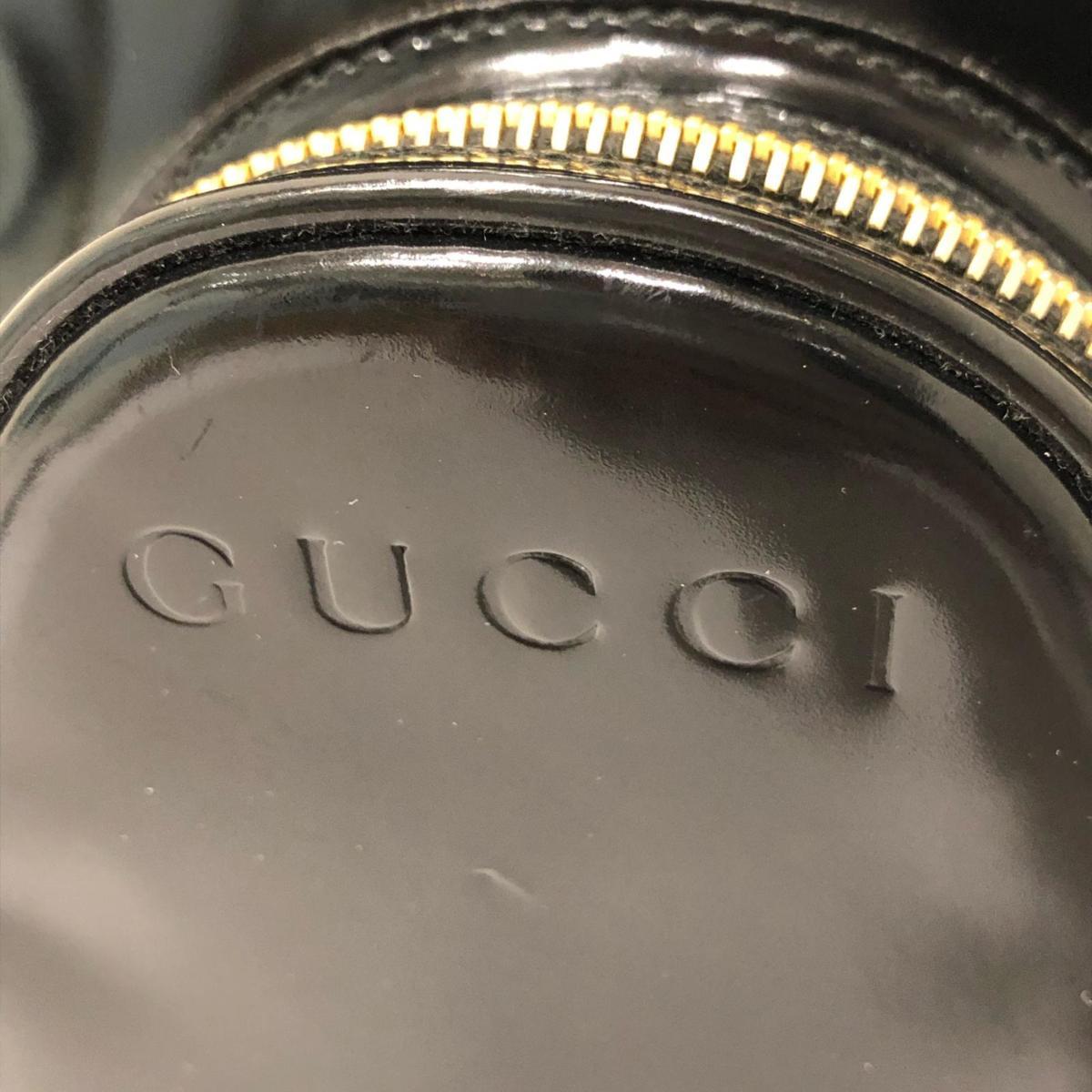 GUCCI グッチ バンブー エナメル ワンショルダー リュック 黒 バンブー