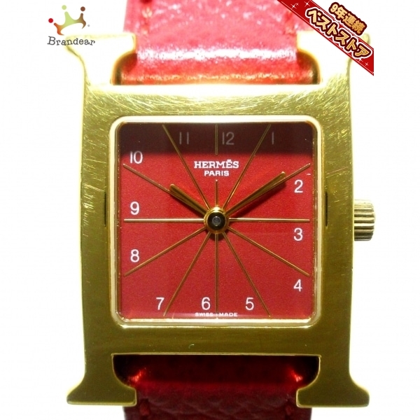 HERMES(エルメス) 腕時計 Hウォッチ HH1.201 レディース □A レッド H 