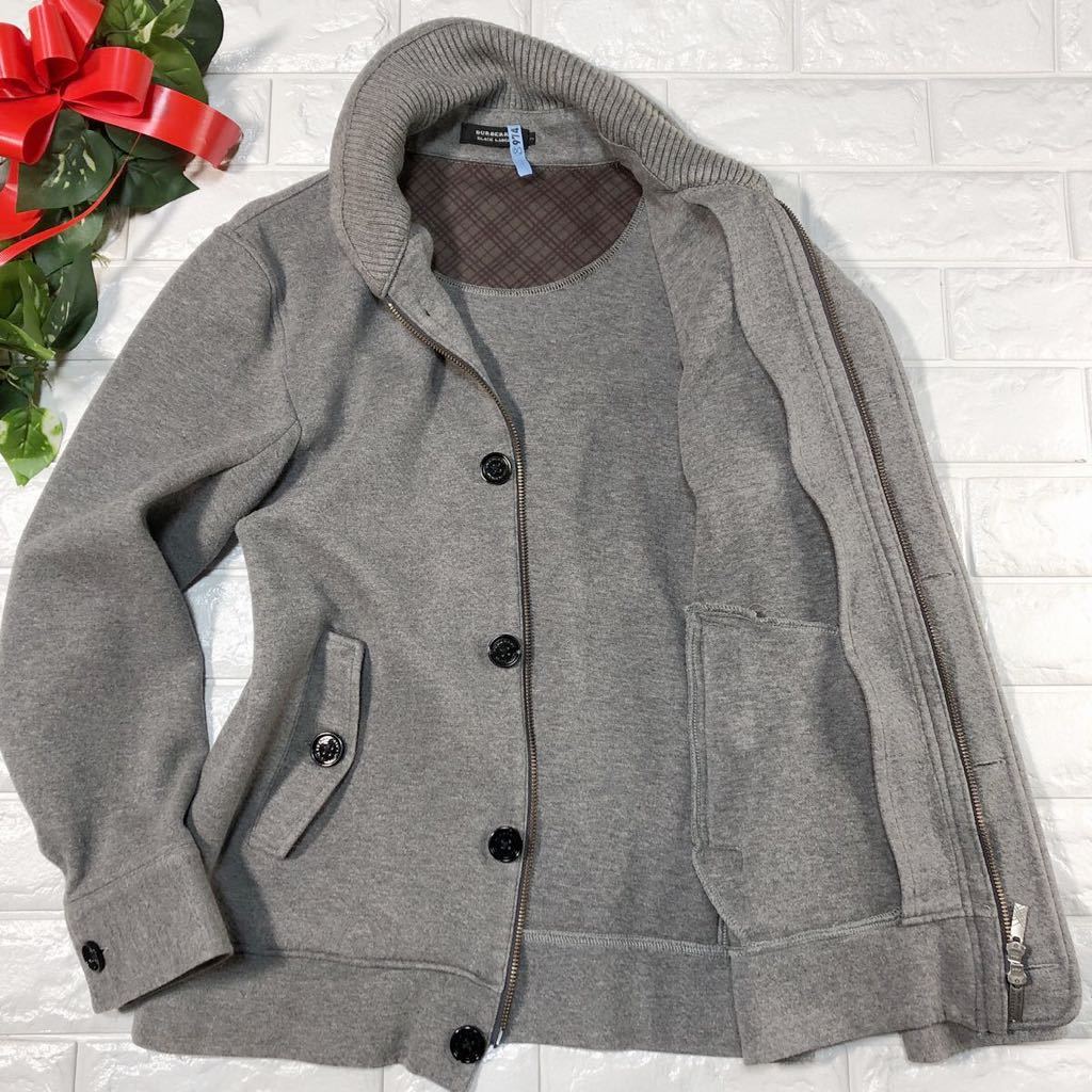 ★バーバリー/美品!クリーニング済/ストレッチ/バーバリーチェック★BURBERRY ジャケット ブルゾン ダブルジップ グレー M メンズ