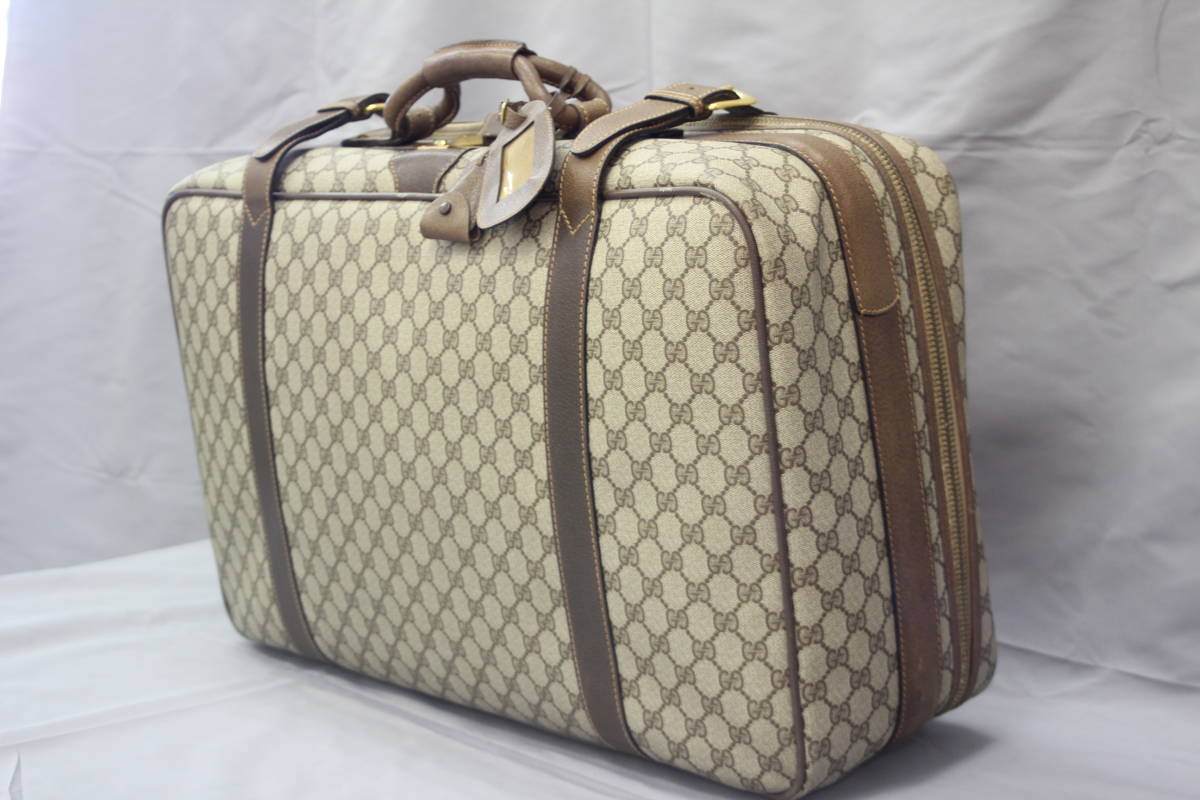 ☆GUCCI☆レザーコンビトランクケース 美品 グッチ 本革 皮 GG柄