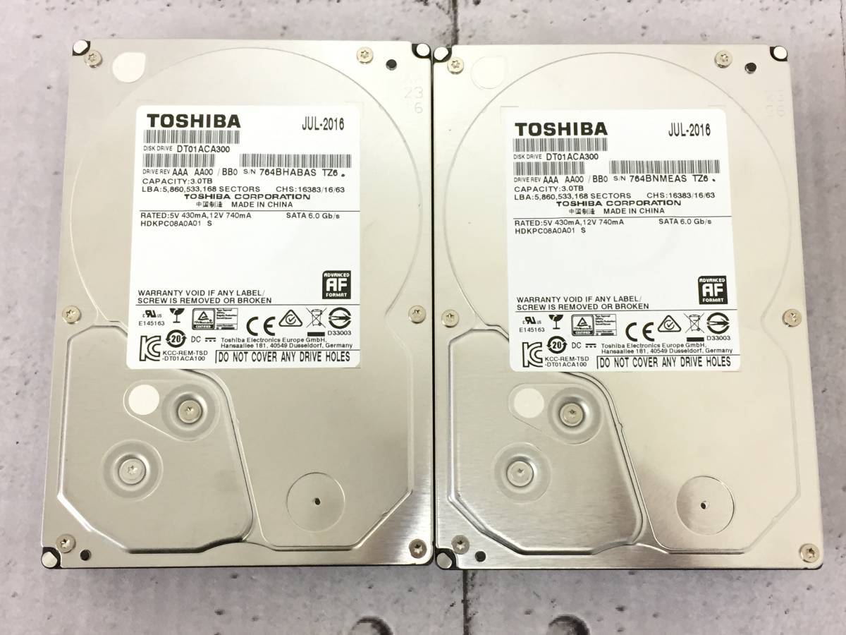 DT01ACA300 3TB HDD 東芝 TOSHIBA | 2個セット ハードディスク｜Yahoo