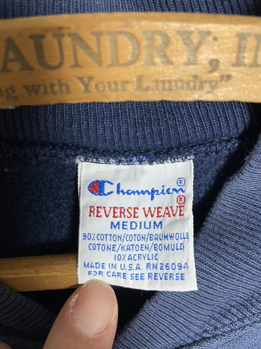 Champion リバースウィーブスナップ 90s刺繍タグ ネイビー