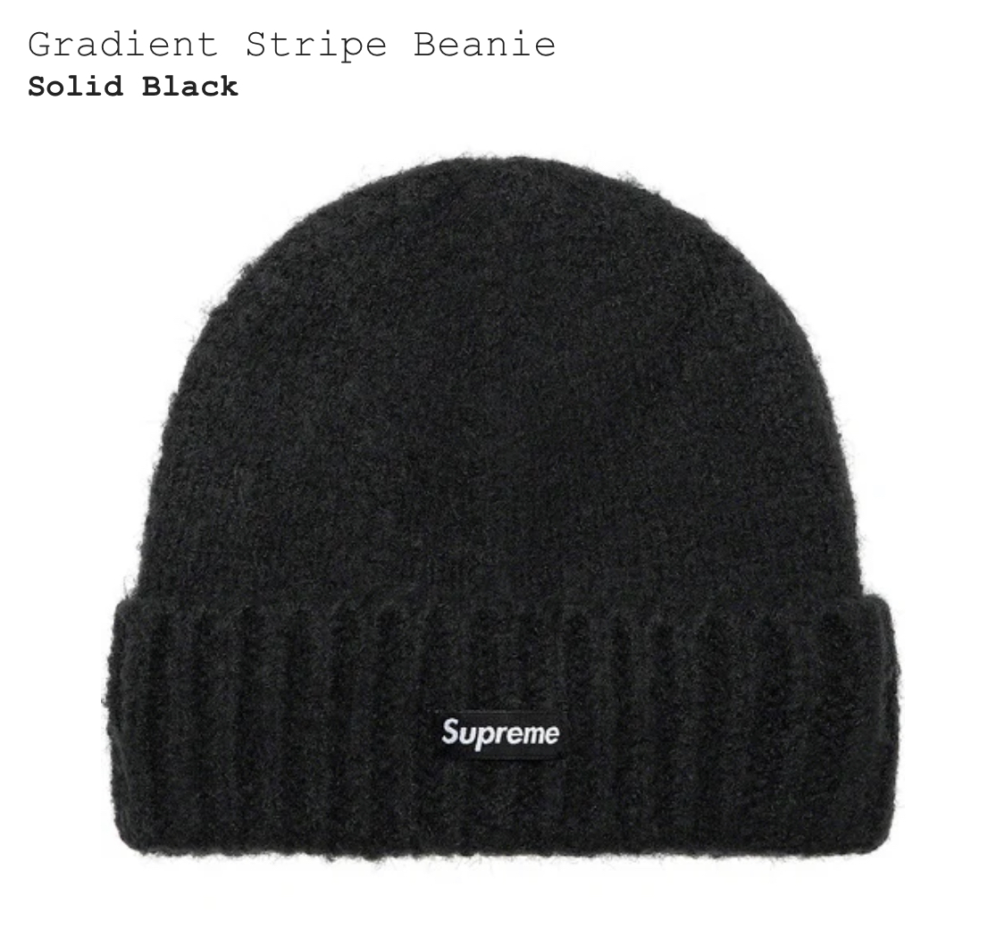 超激得，豊富な 国内正規 21aw Supreme Gradient Stripe Beanie Solid Black シュプリーム グラディエント ストライプ ビーニー ソリッドブラック 黒(帽子)｜売買されたオークション情報、yahooの商品情報をアーカイブ公開 服飾小物