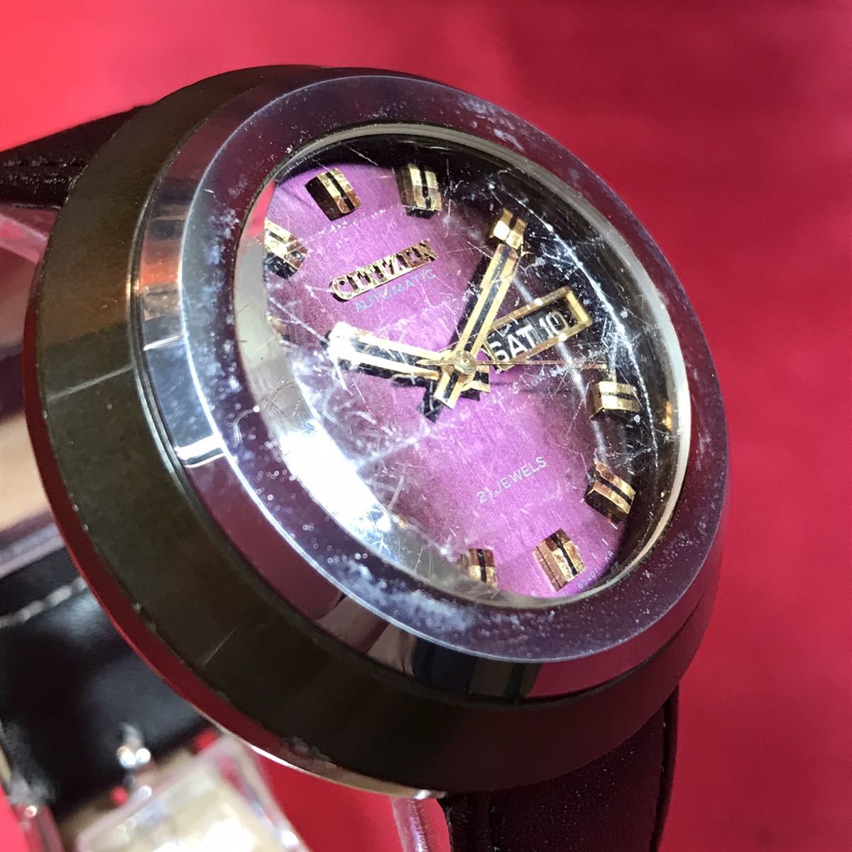 YH-9718 品 CITIZEN シチズン 自動巻腕時計 4本セット 4-650972-K 紫 