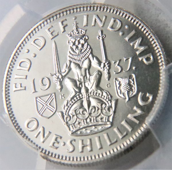 1937年 イギリス 1クラウン 銀貨 ジョージ6世 戴冠記念 NGC MS 63