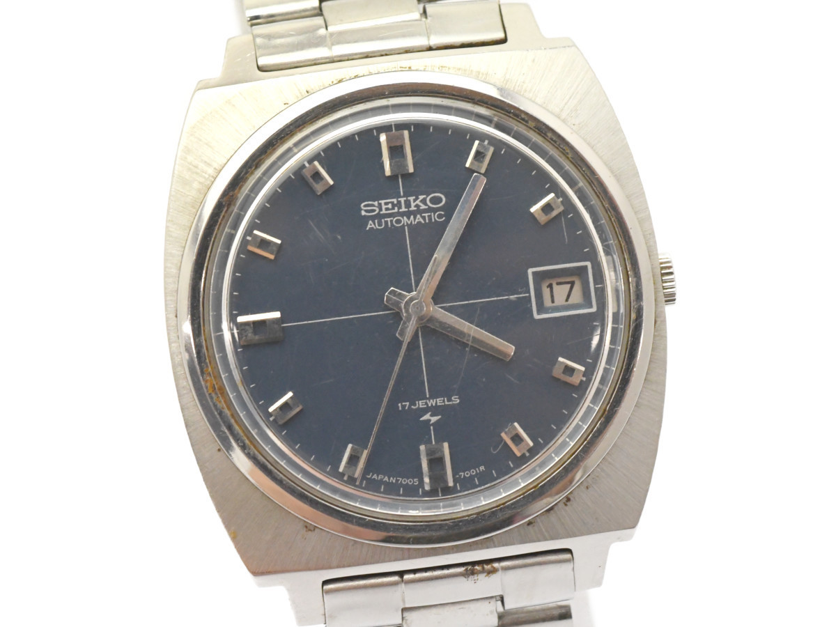 中古品] 稼働品【SEIKO】セイコー 7005-7001 17石 ブルー文字盤 自動巻 
