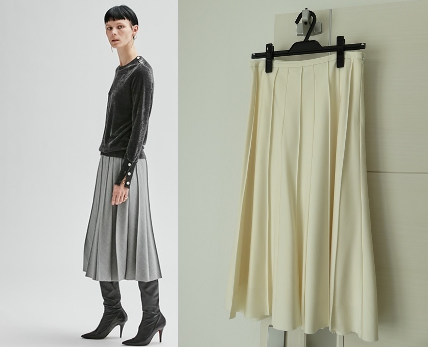 美品◇BEIGE,ベイジ◇ウールプリーツスカート オフホワイト オンワード 