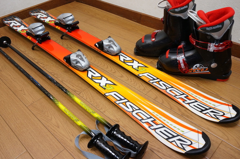 子ども用 スキーセット 板120 ブーツ22 120cm 靴22cm FISCHER 子供用カービングスキーセット 中古 セット