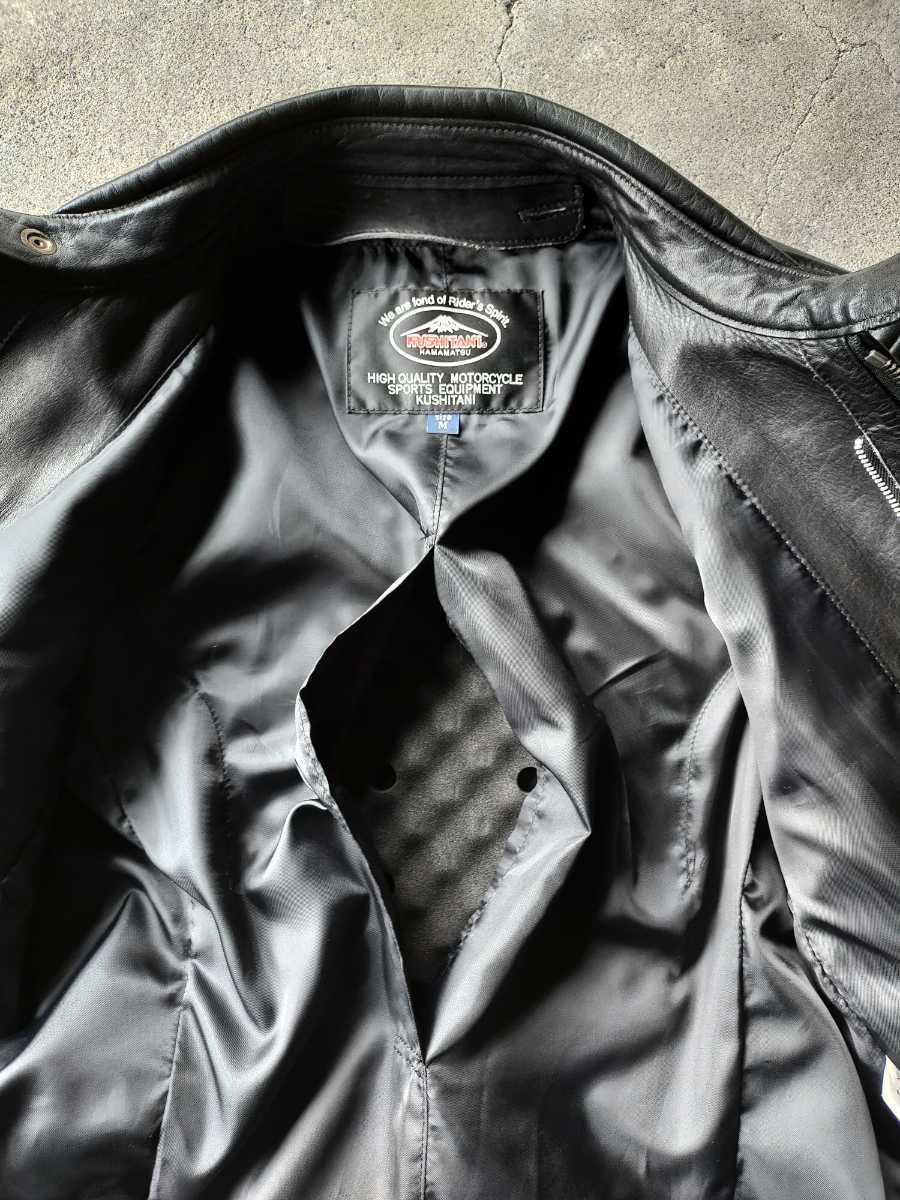 KUSHITANI ブラック レザー シングルライダース M 日本製【美品  
