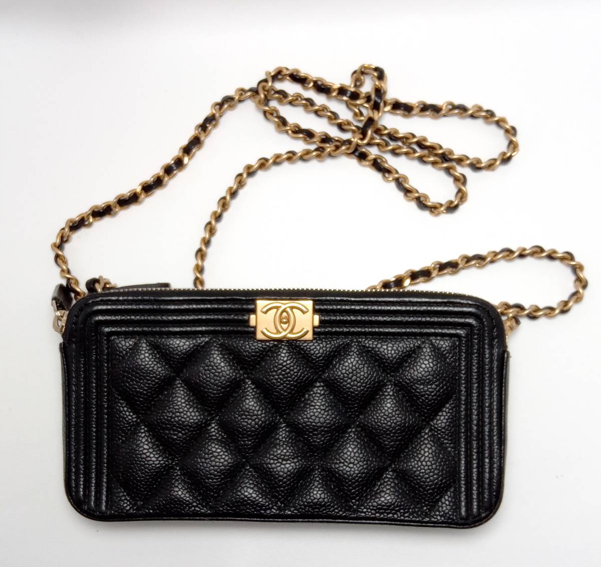 美品】CHANEL シャネル ボーイシャネル チェーンウォレット ダブル 