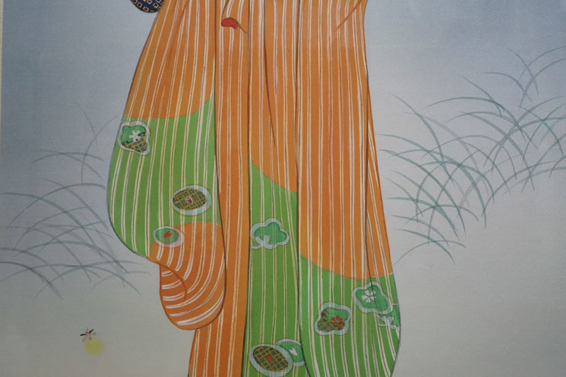 A87◇日本画家【堀江豊生/浮水】 日本画74×35cm 美人画 絹本肉筆 師