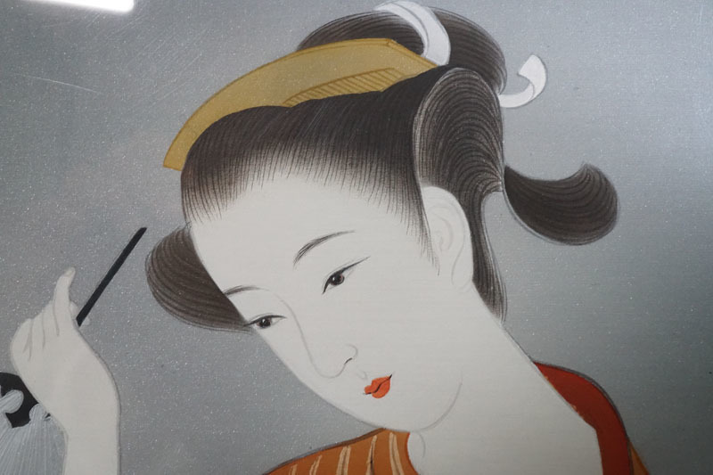 A87◇日本画家【堀江豊生/浮水】 日本画74×35cm 美人画 絹本肉筆 師