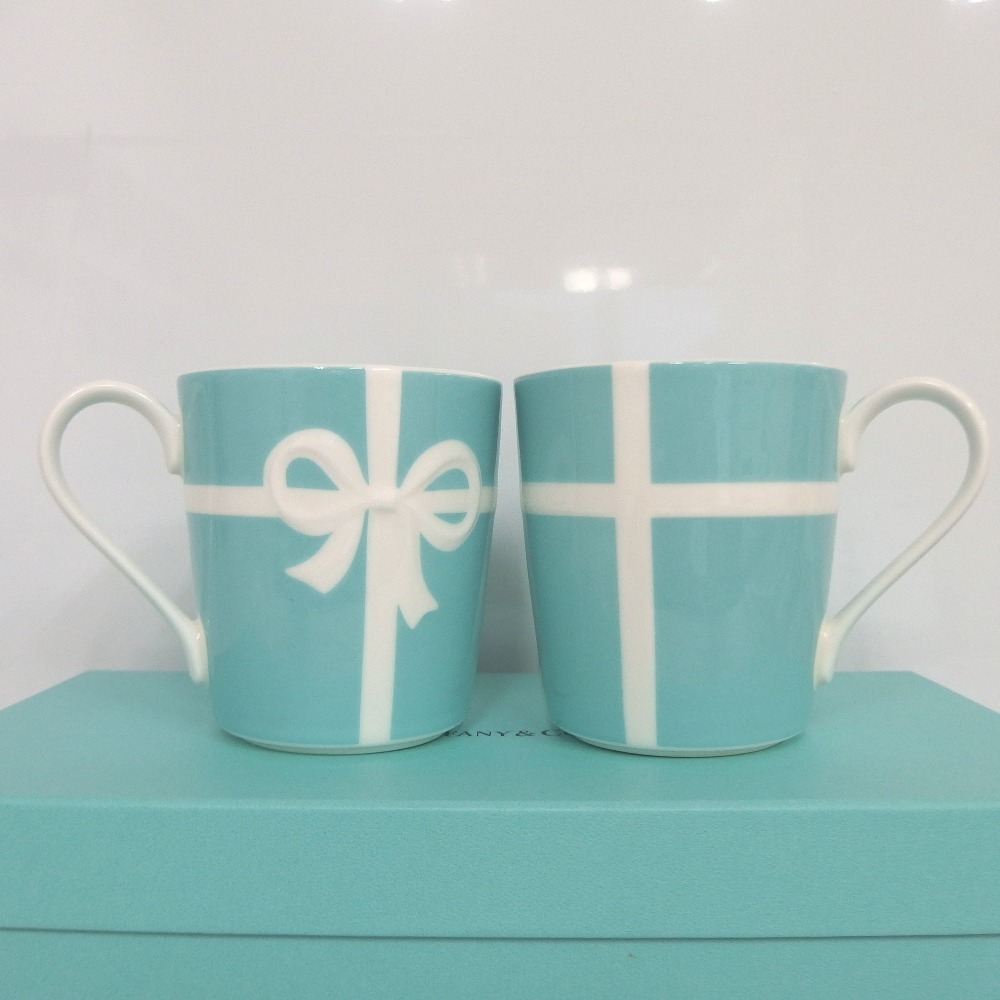 Hn370441 ティファニー ペア マグカップ リボン ブルー TIFFANY&Co. 未