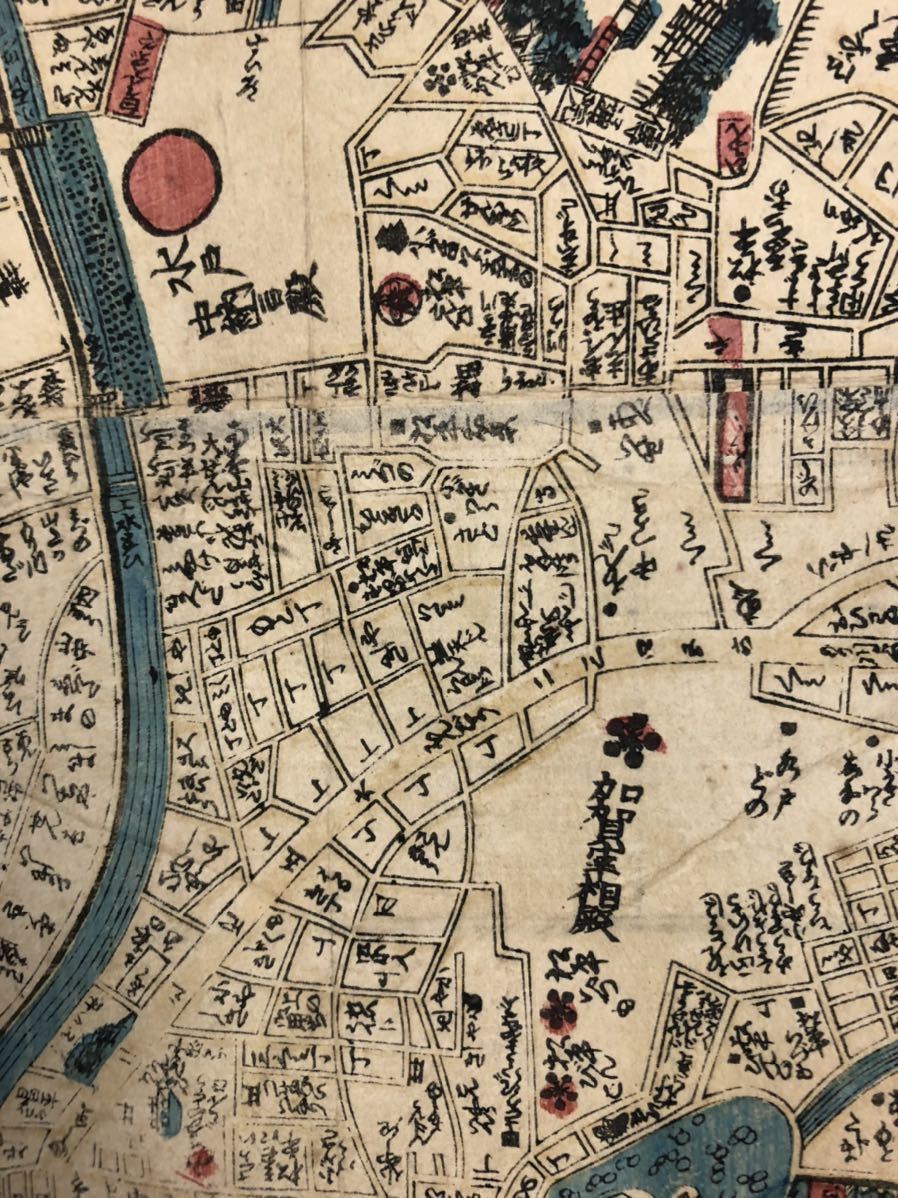 古地図 江戸時代 地図 印刷物 江戸時代木版 江戸全図 江戸 木版 彩色