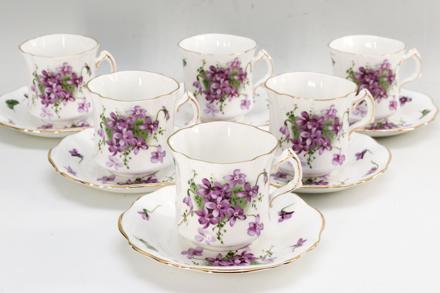 ☆英国 HAMMERSLEY ハマースレイ☆カップ＆ソーサー6客セット☆スミレ 