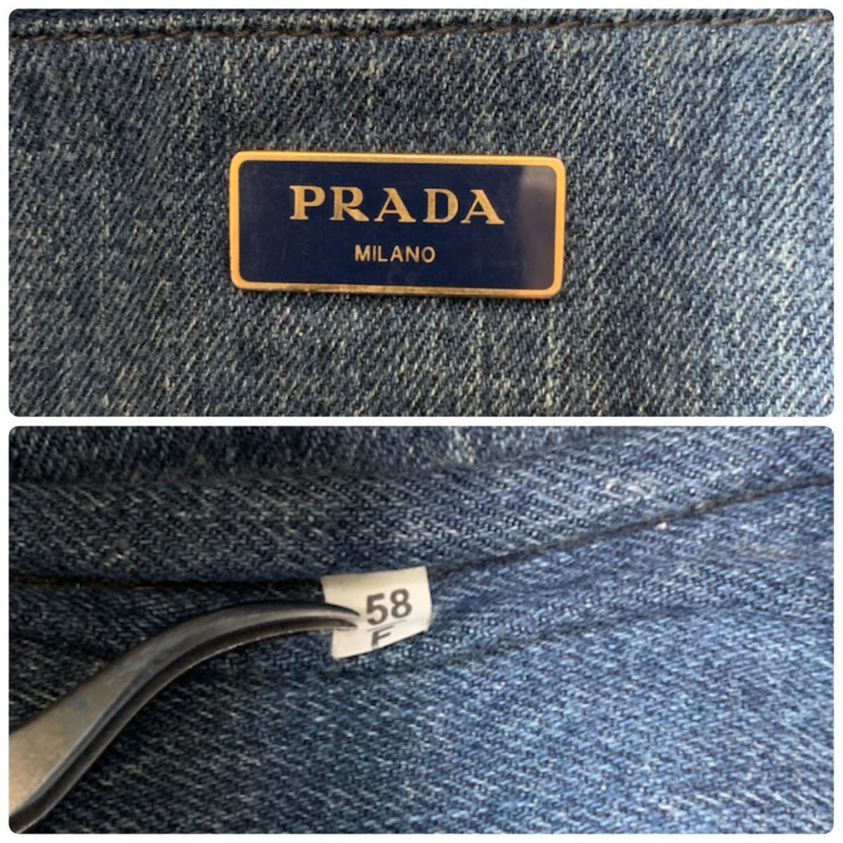 1円～ 希少 最高級 PRADA プラダ トートバッグ カナパ デニム 三角プレート キャンバス ブルー系 ロゴ ハンドバッグ 肩掛け　 プラダ PRADA 希少 A4収納 肩掛け◎ ブラック