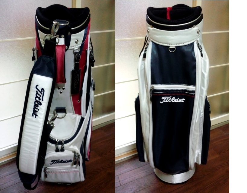ほぼ未使用　タイトリスト　キャディバッグ　トリコロールカラー　軽量　スタンダード タイトリスト Titleist 軽量キャディバッグ トリコロール ナイロン素材