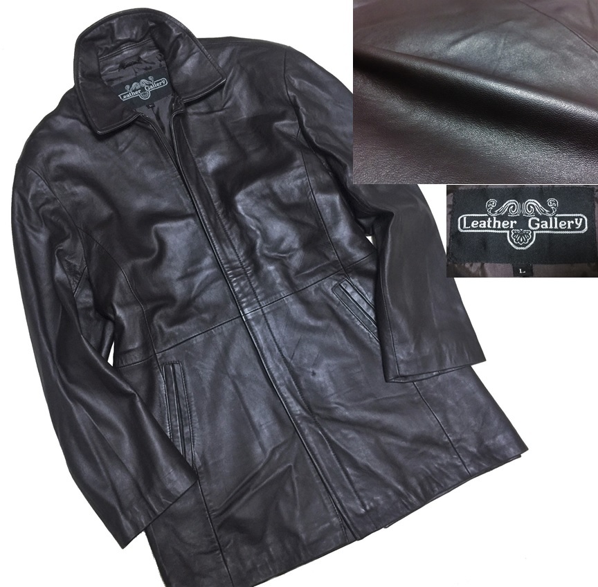 得価，正規品 Leather Gallery レザーギャラリー 福善商事 上質 羊革 ラムレザー 比翼 ジップ コート メンズ L 175-185 茶系 ダークブラウン 本革(Lサイズ)｜売買されたオークション情報、yahooの商品情報をアーカ Lサイズ