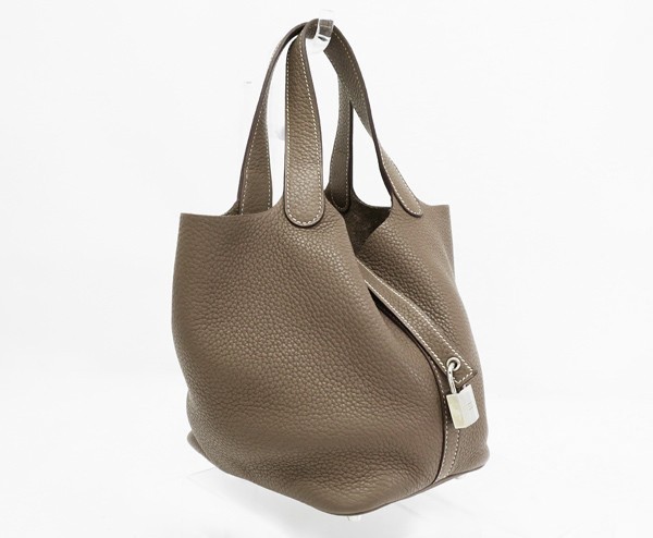 ◆美品【HERMES エルメス】ピコタンロックPM ハンドバッグ エトゥープ/シルバー金具 エルメス HERMES ハンドバッグ エタン キュイーブル 中古極美品