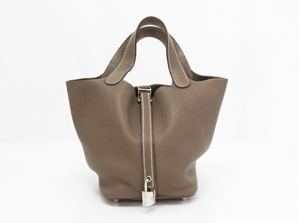 ◆美品【HERMES エルメス】ピコタンロックPM ハンドバッグ エトゥープ/シルバー金具 エルメス HERMES ハンドバッグ エタン キュイーブル 中古極美品