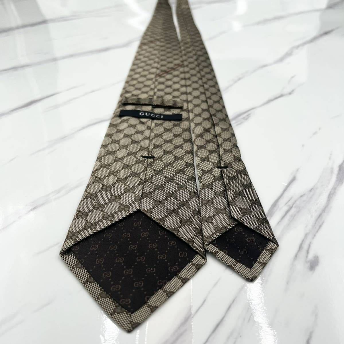 1円 極美品 ネクタイ ハイブランド GUCCI グッチ シルク100% GG柄