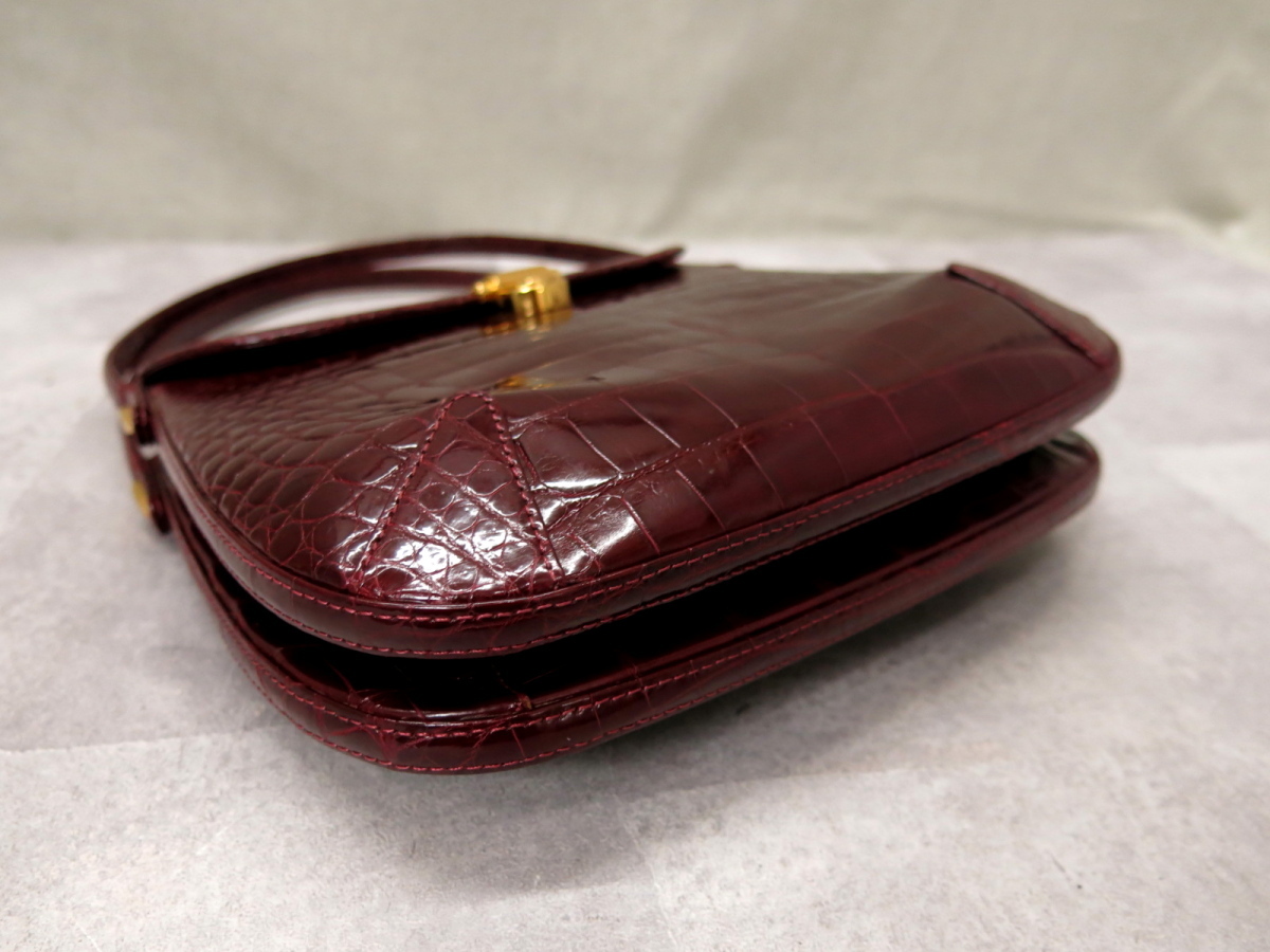 ○超美品○SAN VERUNAL○最高級○シャイニング クロコダイル 本 ワニ 