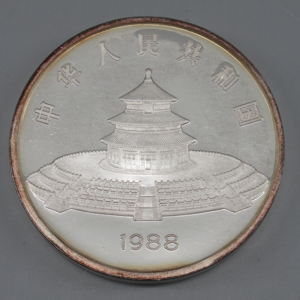 中国 パンダ 100元銀貨 1988年 12oz 証明書 箱付き パンダ銀貨/12 