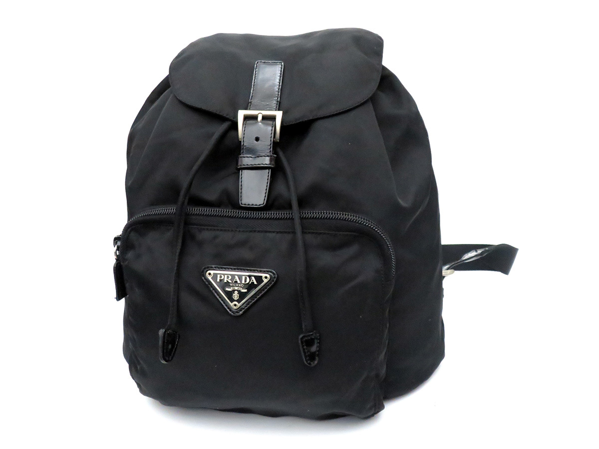 4583 PRADA プラダ 三角ロゴプレート ナイロン×レザー リュックサック 