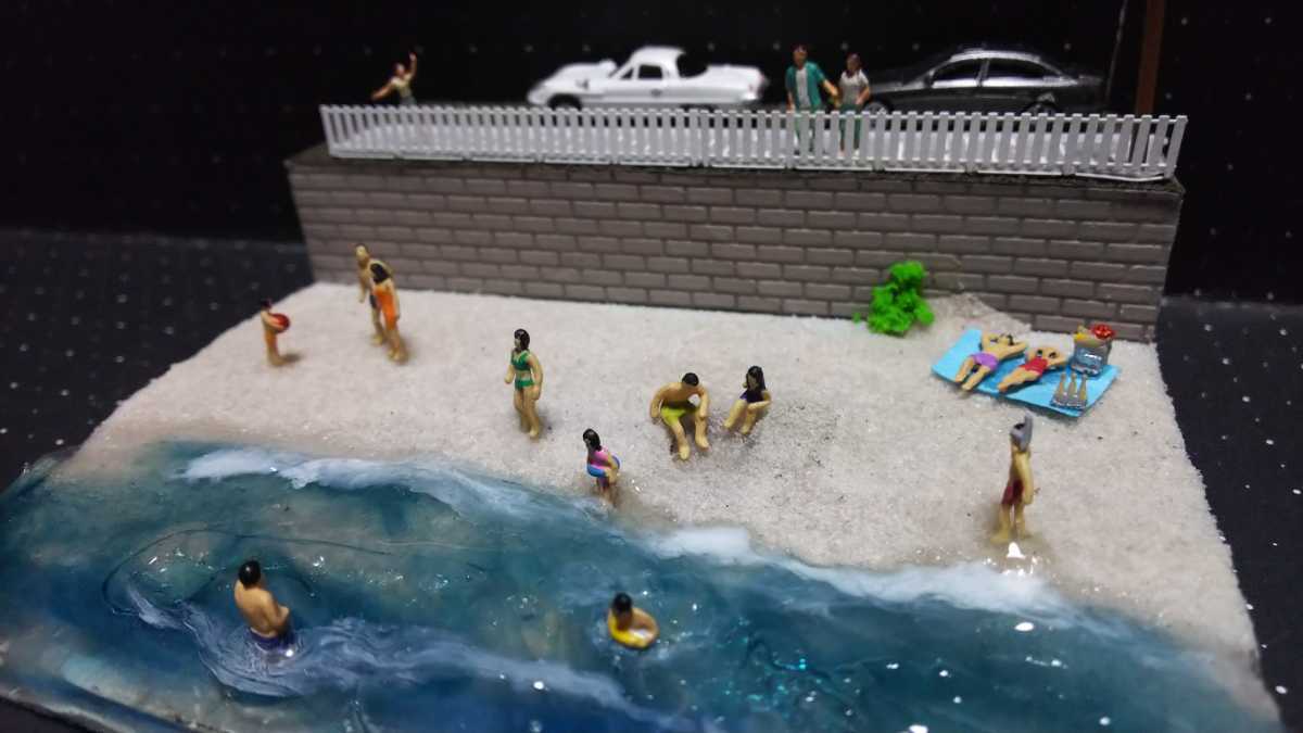 海辺のジオラマ Nゲージ 1/150 Nゲージサイズ 『海水浴場の風景②』 ケース付 ジオラマ 完成品