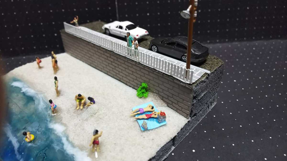 1/150 Nゲージサイズ 『海水浴場の風景②』 ケース付 ジオラマ 完成品