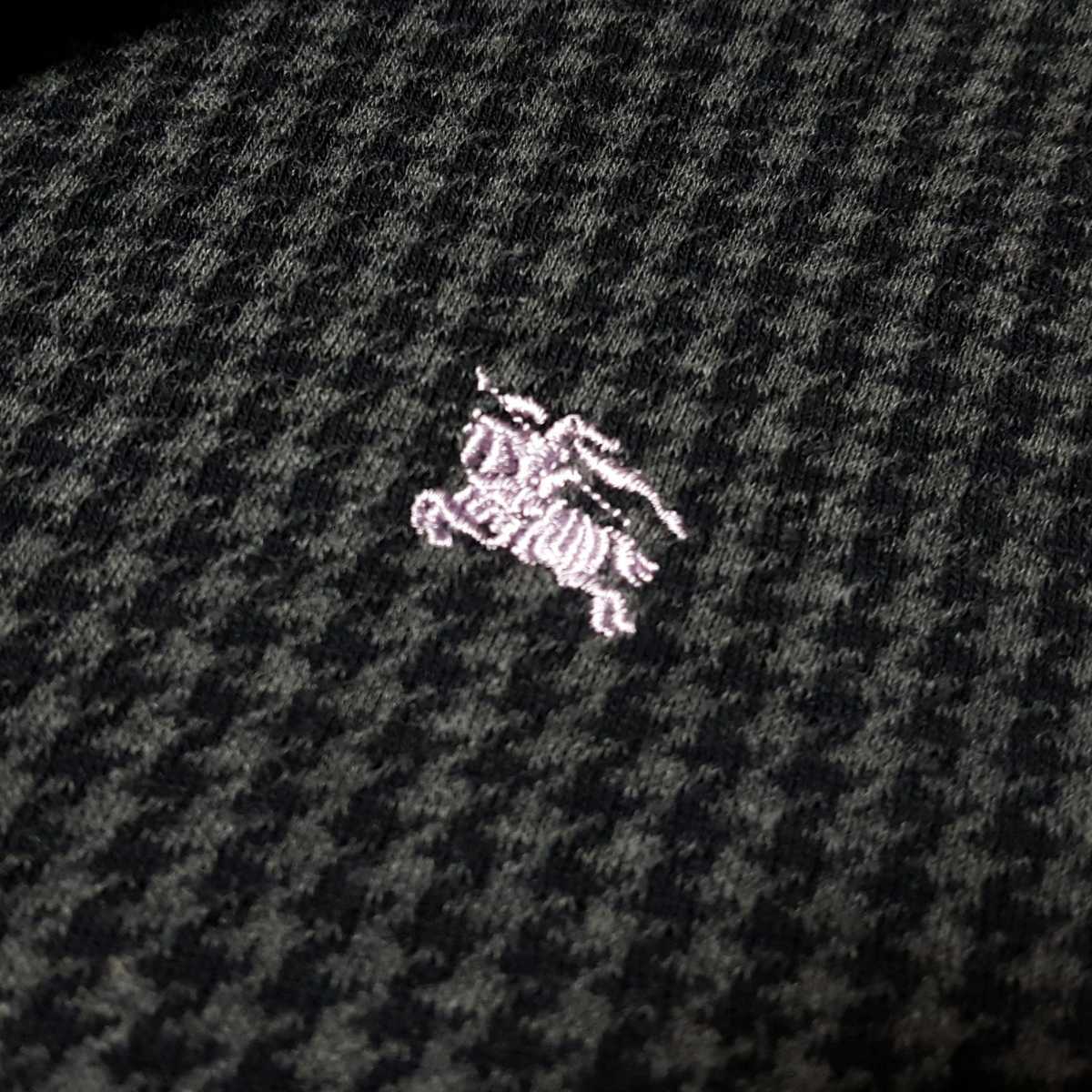 美品】バーバリーブラックレーベル ホース・ブランド文字刺繍 千鳥格子 