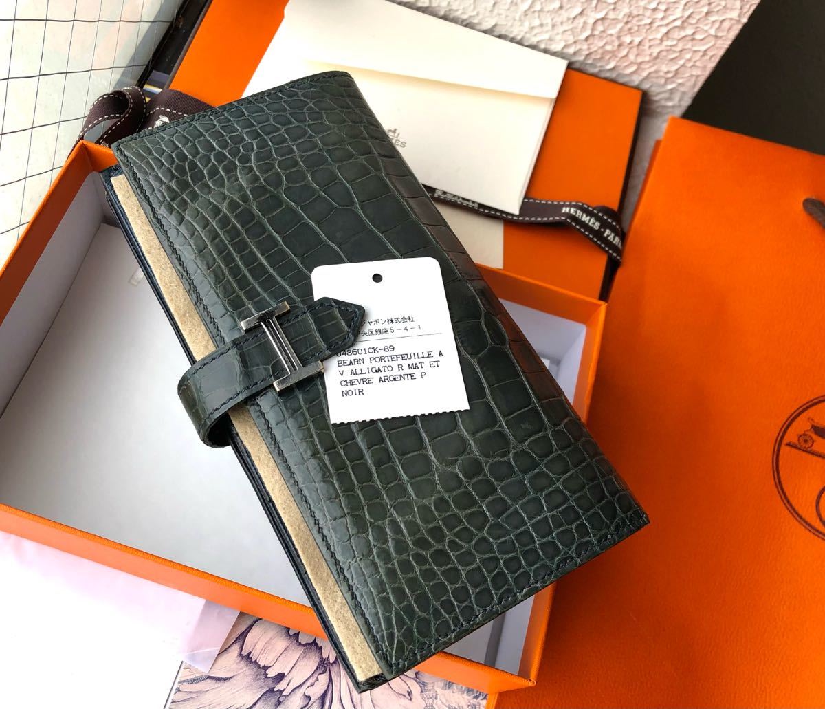 美品！☆鑑定済確実正規品☆エルメス ベアン スフレ マチアリ長財布 