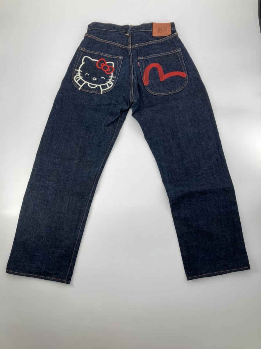 希少 美品 キティちゃん コラボ evisu lot 2001 no2 デニムパンツ W33 